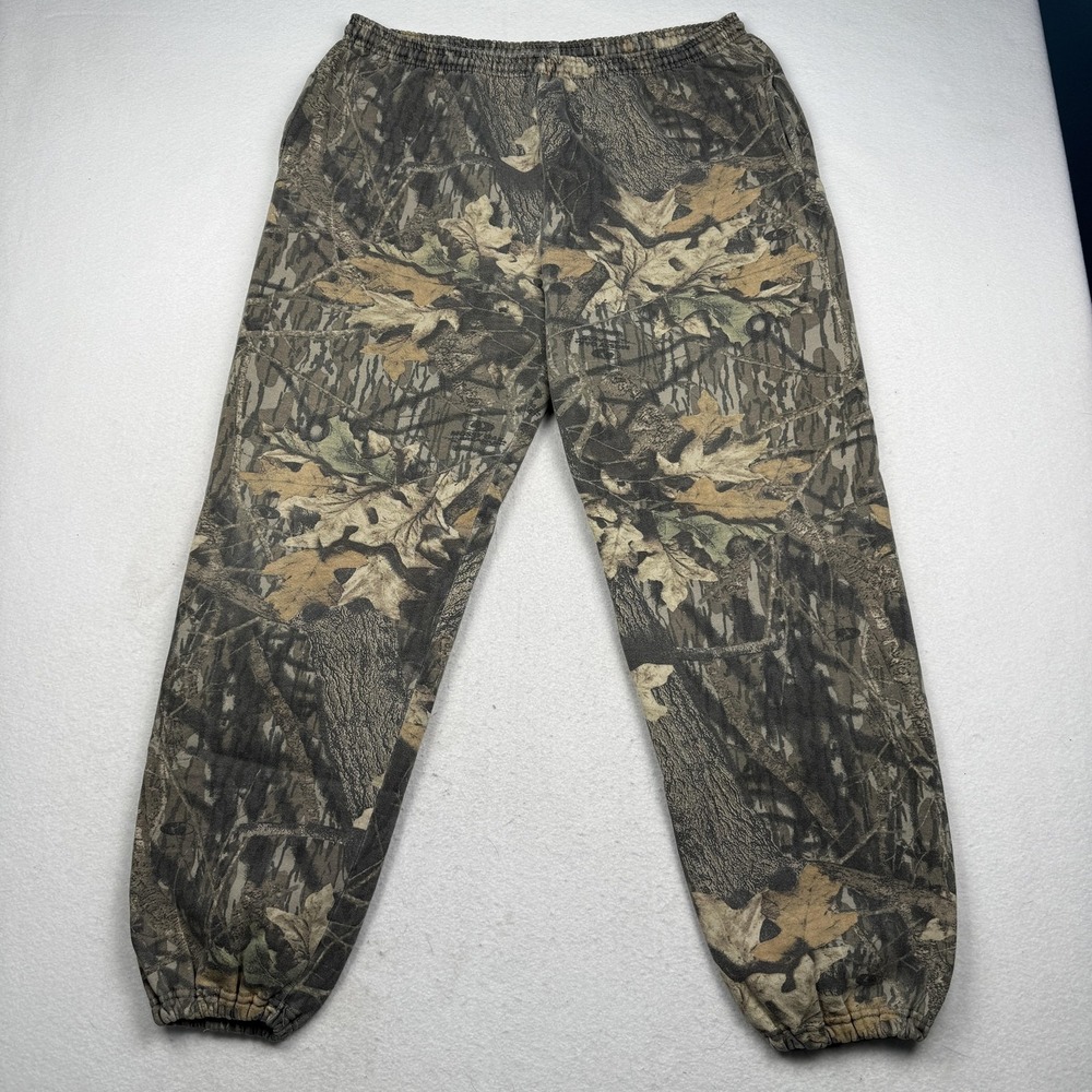 Jerzees Pants Mens 3XL Green Hunting Camo Fleece Sweatpants Elastic Waist USA